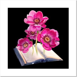 Book Of Flower, Flower Book, Flower And Book Posters and Art